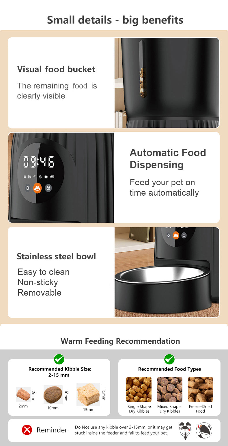 Automatic Smart Pet Feeder – Convenient, Customizable Feeding for Cats and Dogs